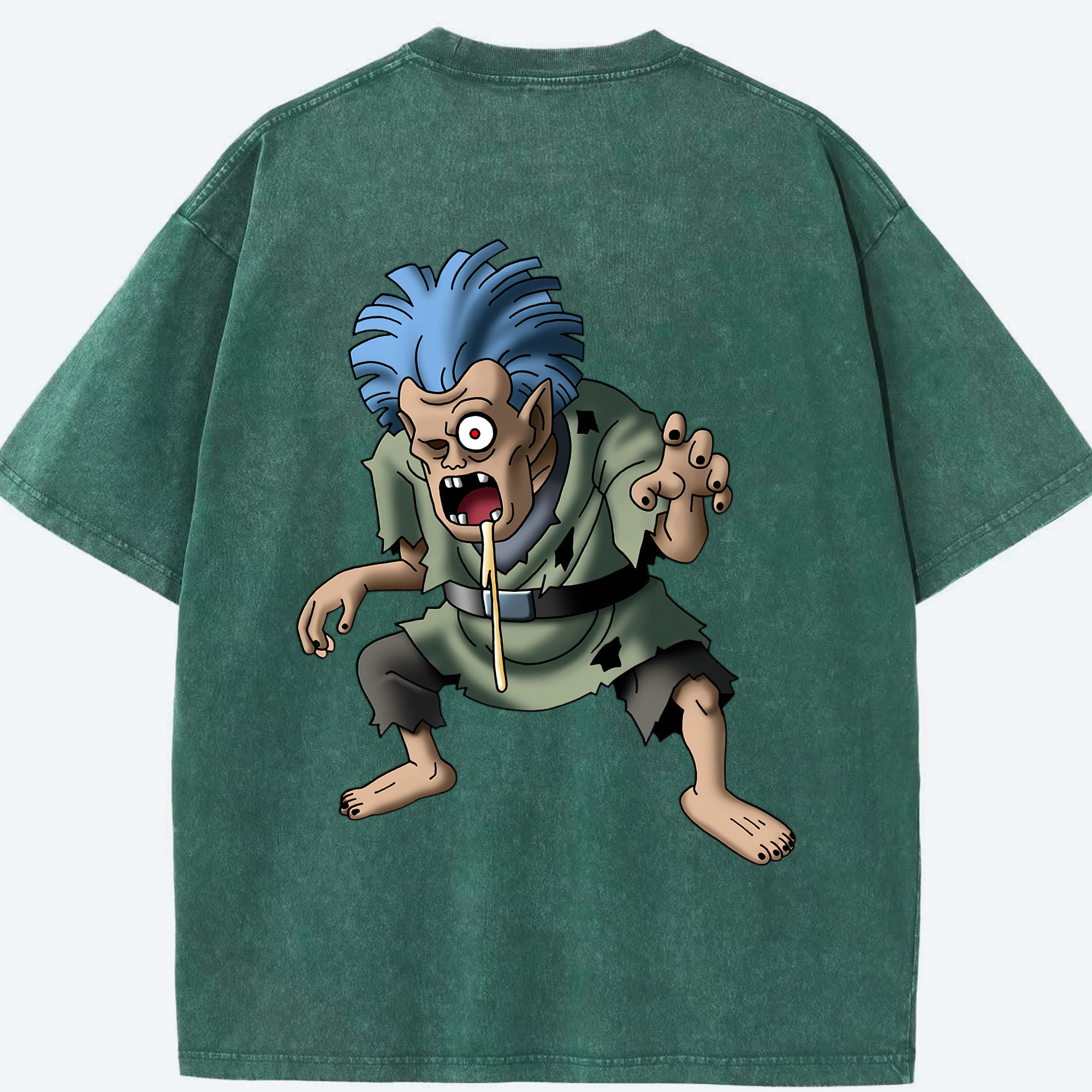 （画像用） ドラゴンクエスト Doragon Kuesuto Dragon Quest 綿100% ヴィンテージ風 半袖Tシャツ（背面プリント）